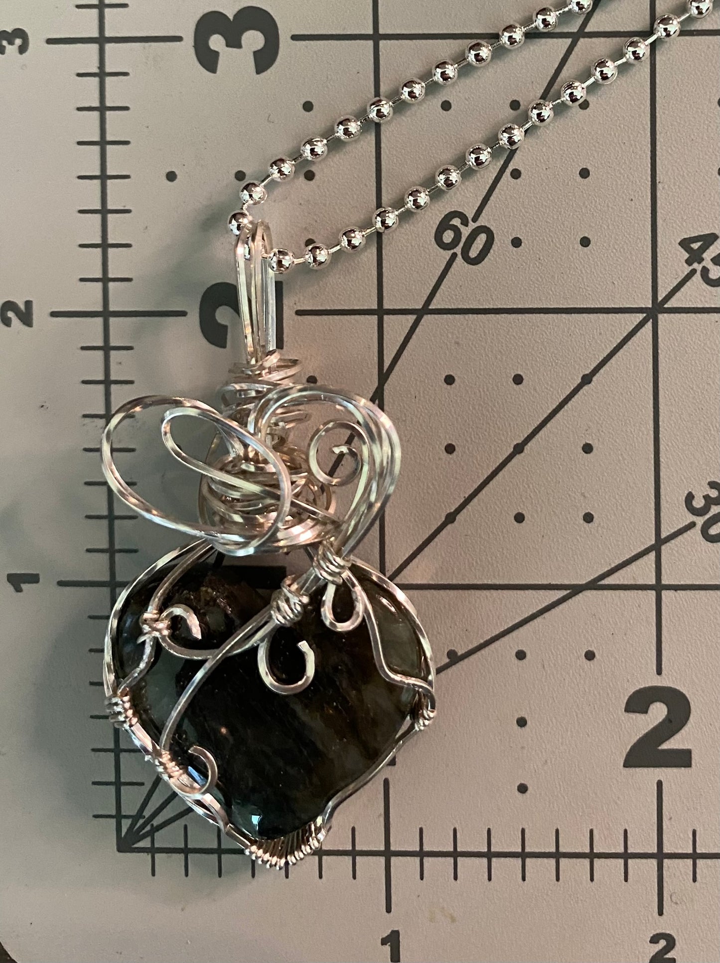 Labradorite Heart Shaped Wire Wrapped Pendant | Argentium Silver