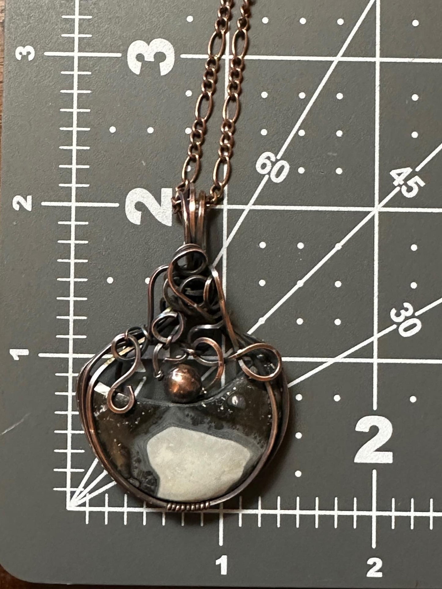 Handmade Wire Wrapped Mookaite Jasper Moon Pendant