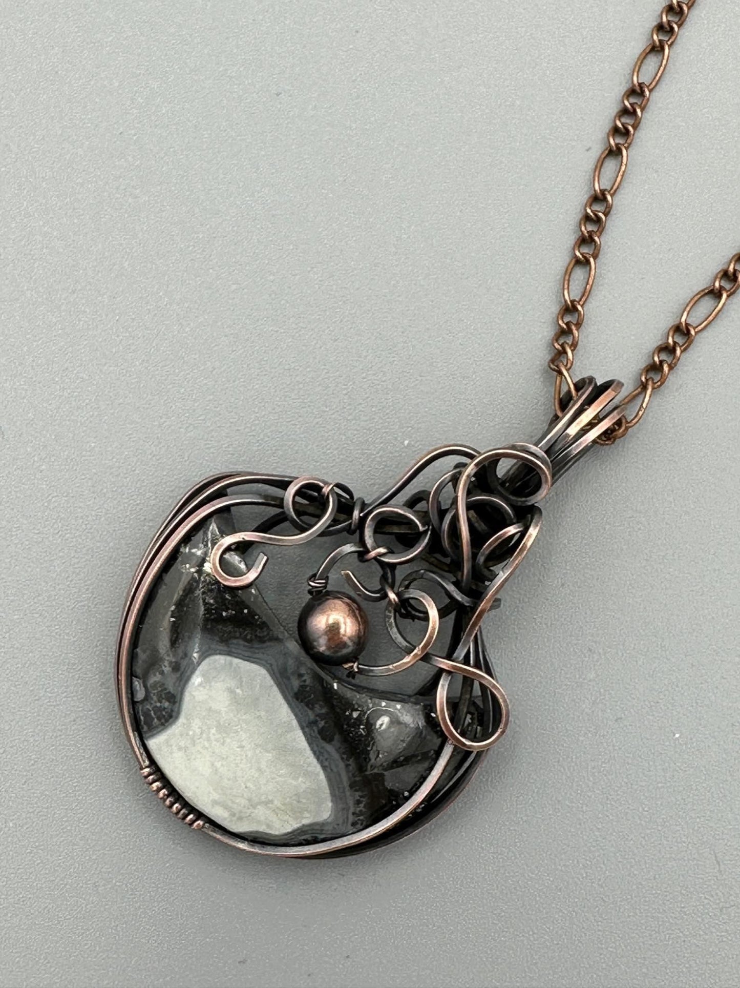 Handmade Wire Wrapped Mookaite Jasper Moon Pendant