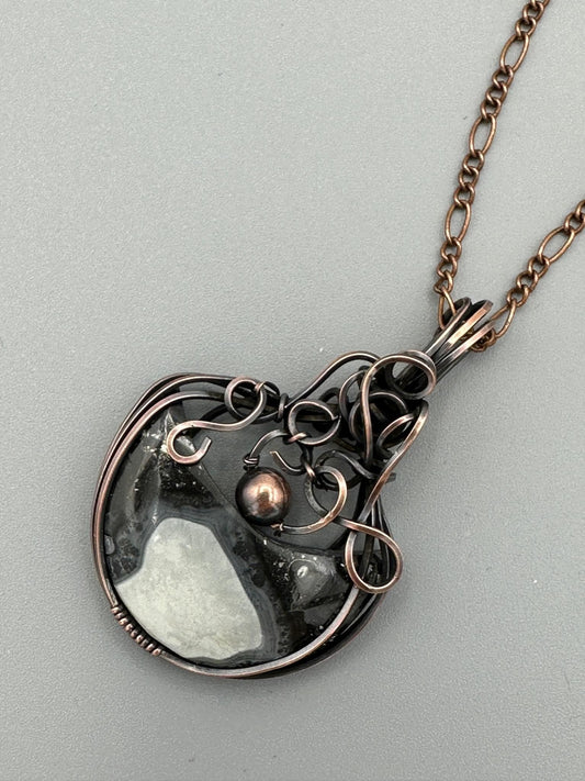 Handmade Wire Wrapped Mookaite Jasper Moon Pendant