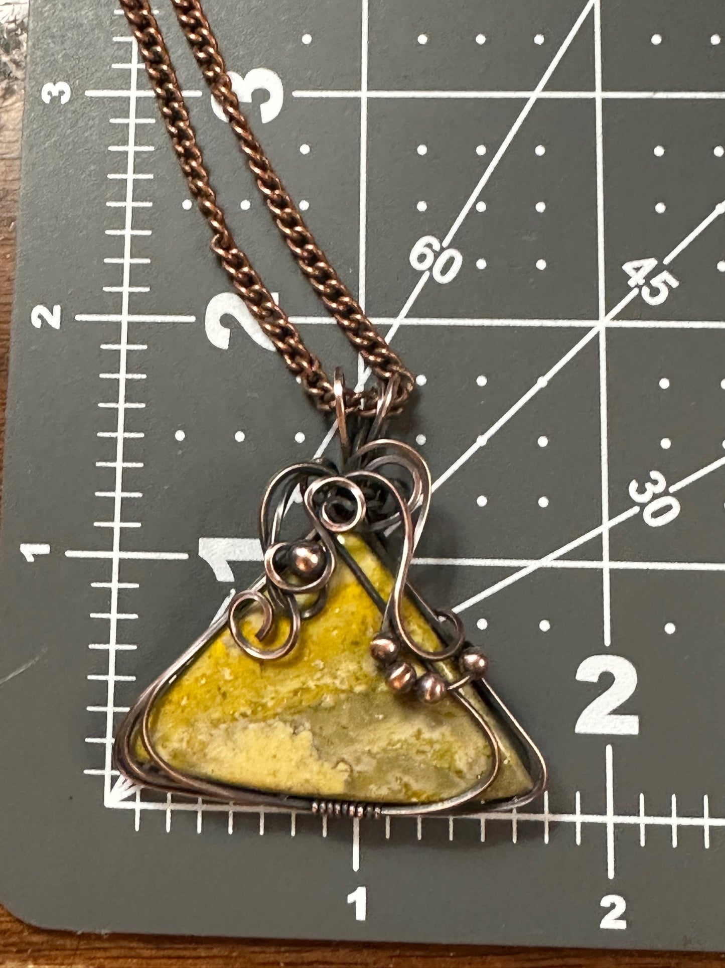 Triangular Bumblebee Jasper Handmade Wire Wrapped Pendant