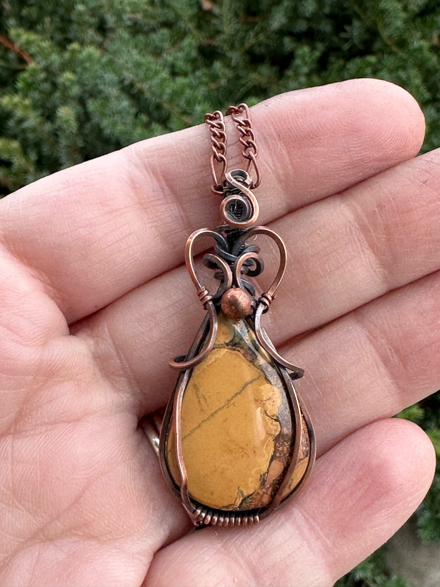Handmade Wire Wrapped Maligano Jasper Teardrop Pendant