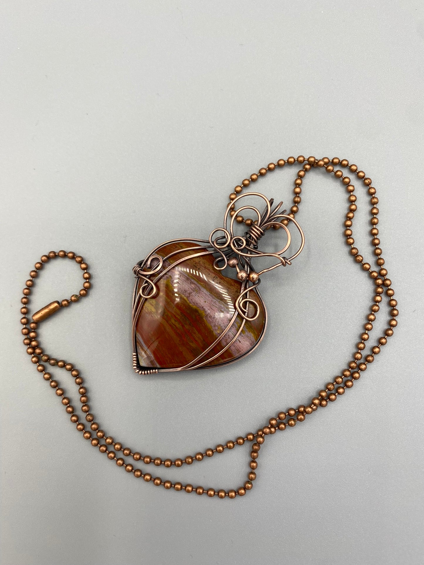 Heart Stone Wire Wrapped Pendant | Copper Wire Wrapped Pendant