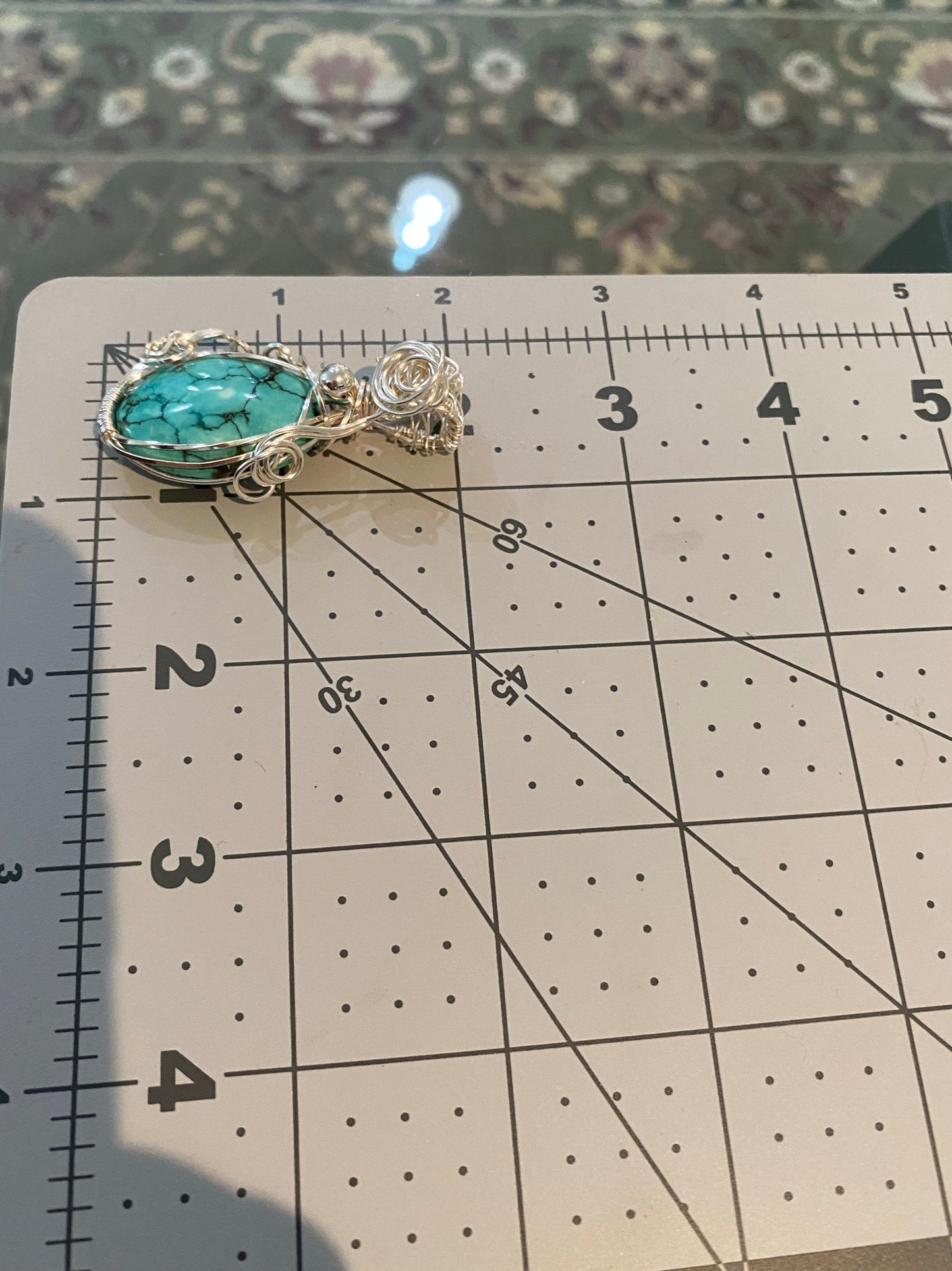 Megnasite Turquoise Oval Pendant Wire Wrapped