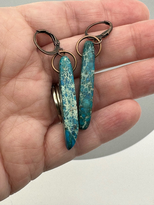 Handmade Turquoise Megnasite Earrings