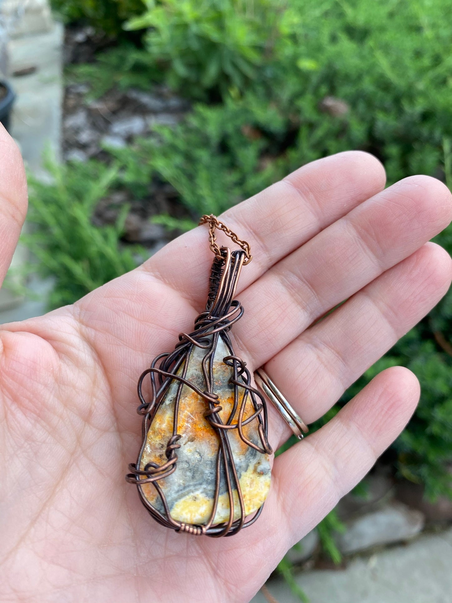 Wire Wrapped Bumble Bee Jasper Pendant