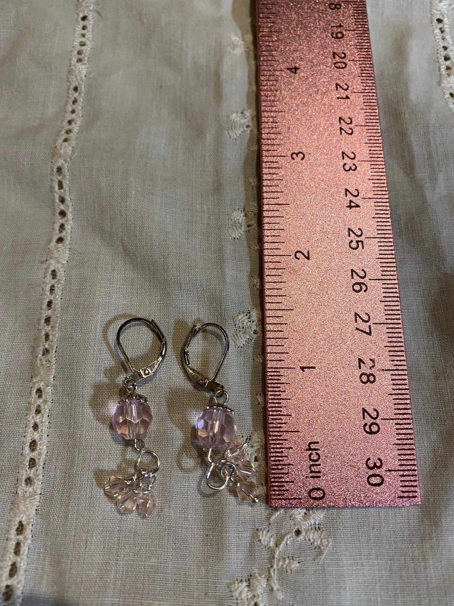 Pink Crystal Dangle Earrings with Clusters