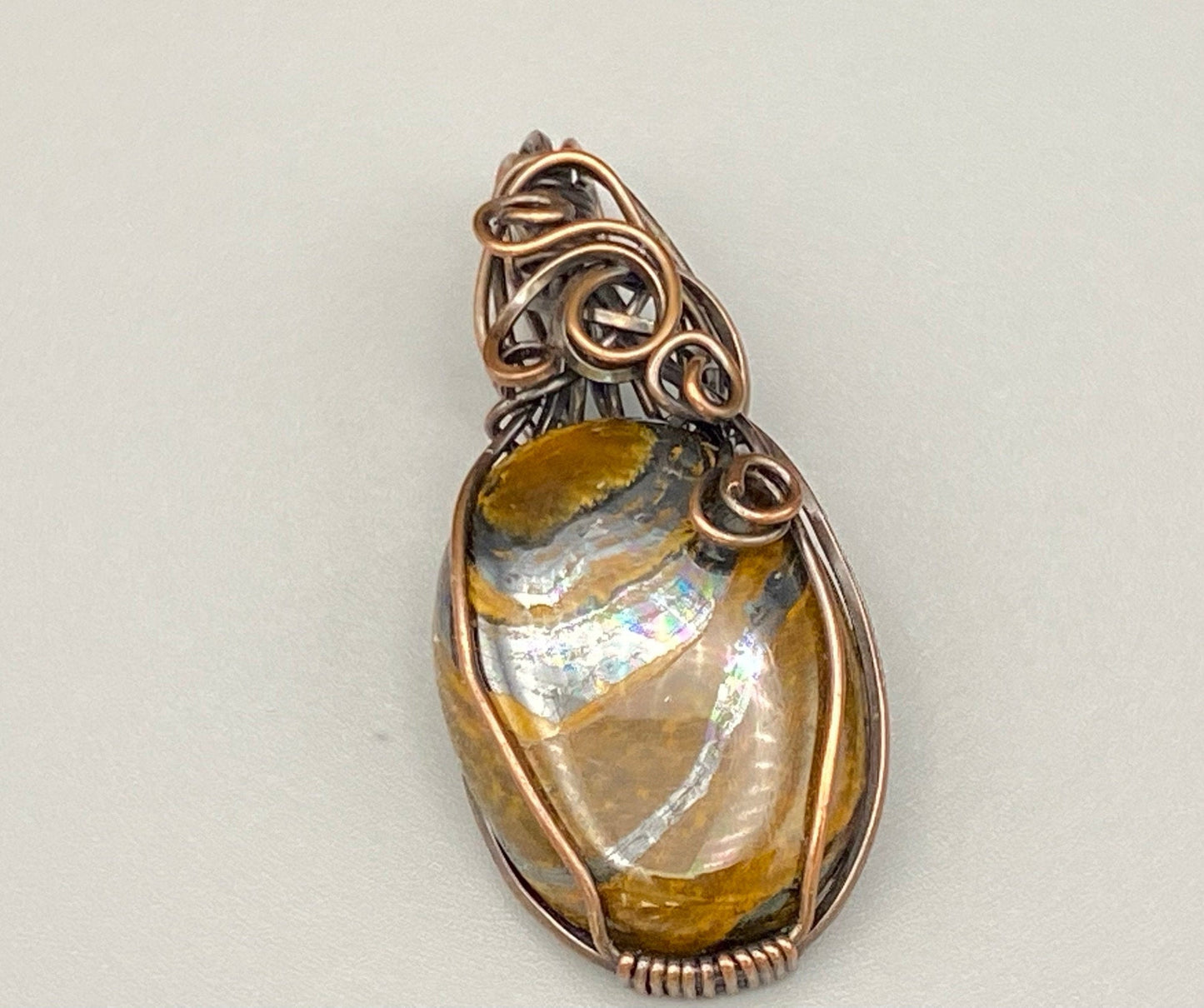 Agate Stone Pendant swirled with rust and gray colors