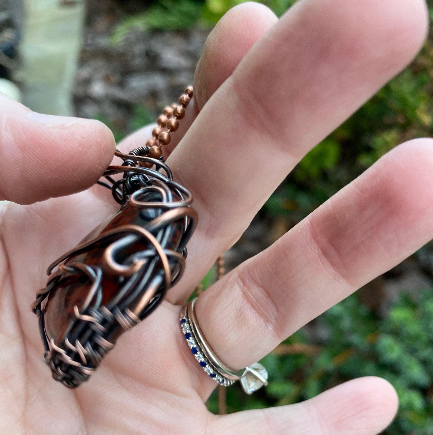 Wire Wrapped Mahogany Obsidian Heart Pendant