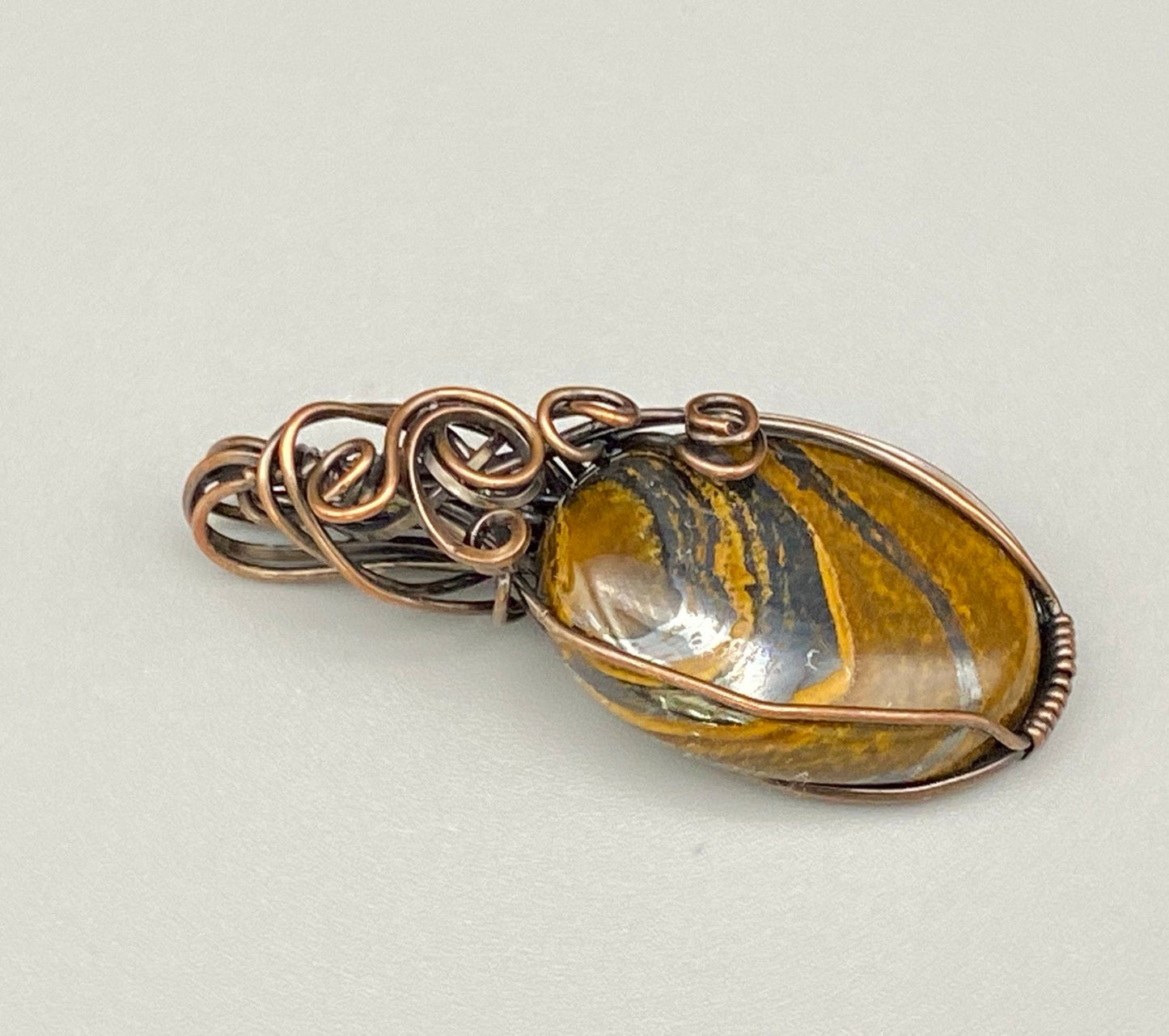Agate Stone Pendant swirled with rust and gray colors