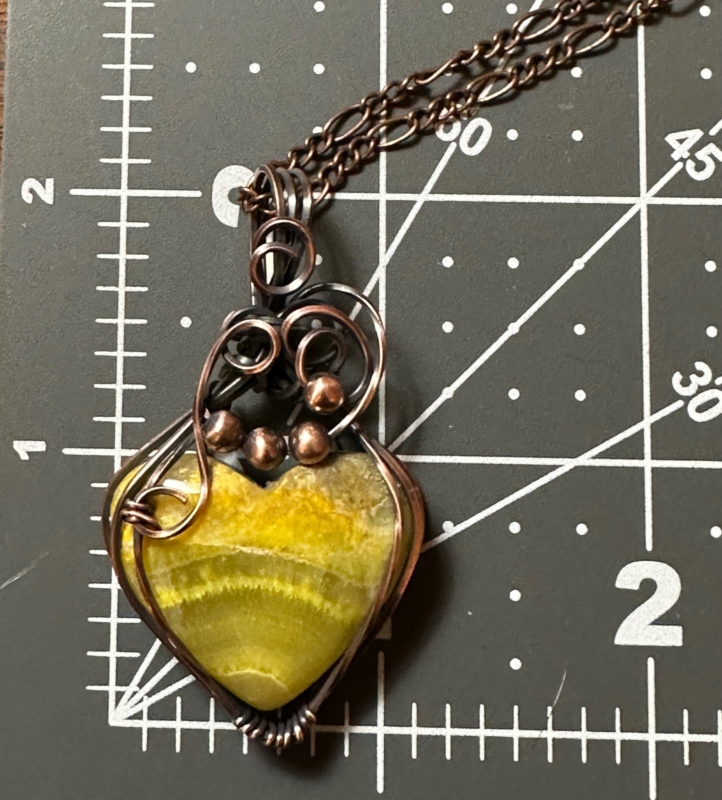 Handmade Wire Wrapped Bumblebee Jasper Heart