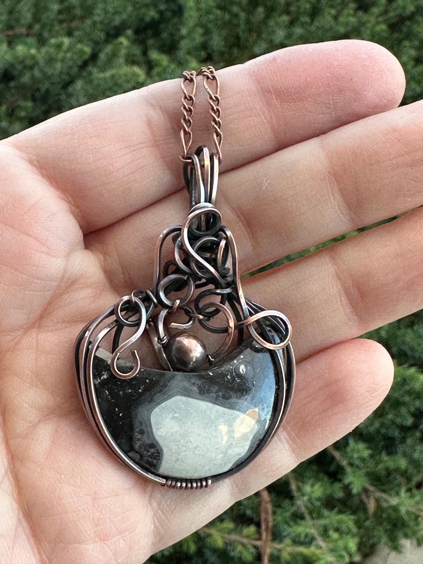 Handmade Wire Wrapped Mookaite Jasper Moon Pendant