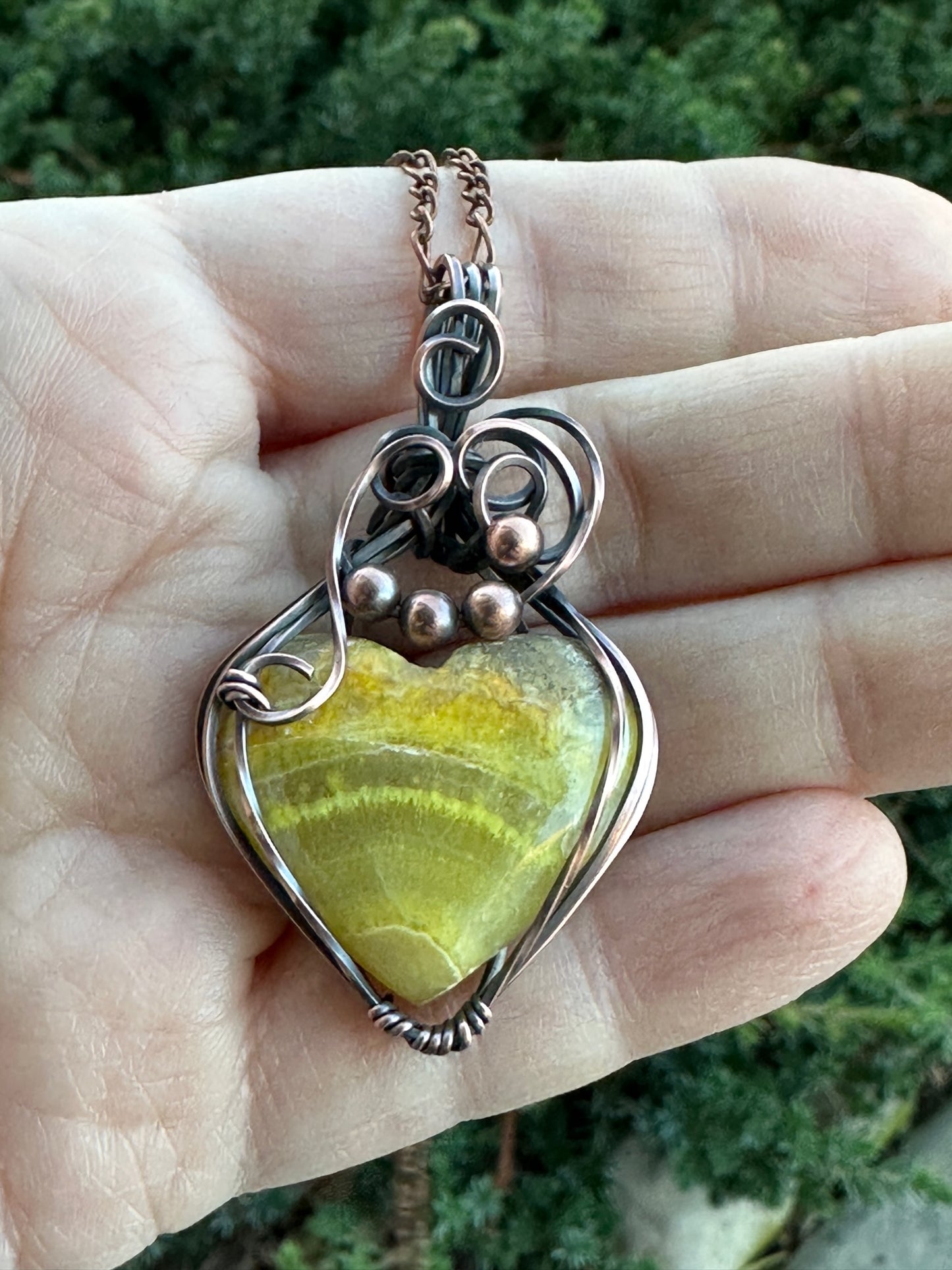 Handmade Wire Wrapped Bumblebee Jasper Heart