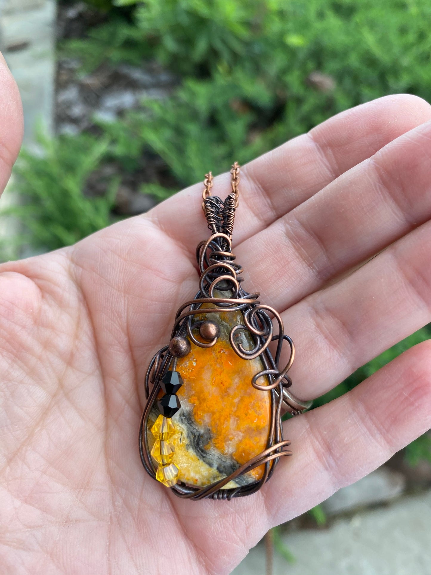Wire Wrapped Bumble Bee Jasper Pendant