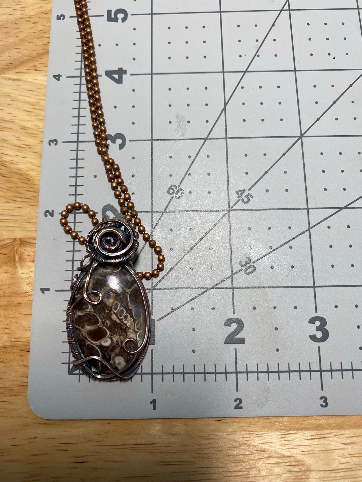 Turritella Agate Pendant | Wire Wrapped Oval Pendant
