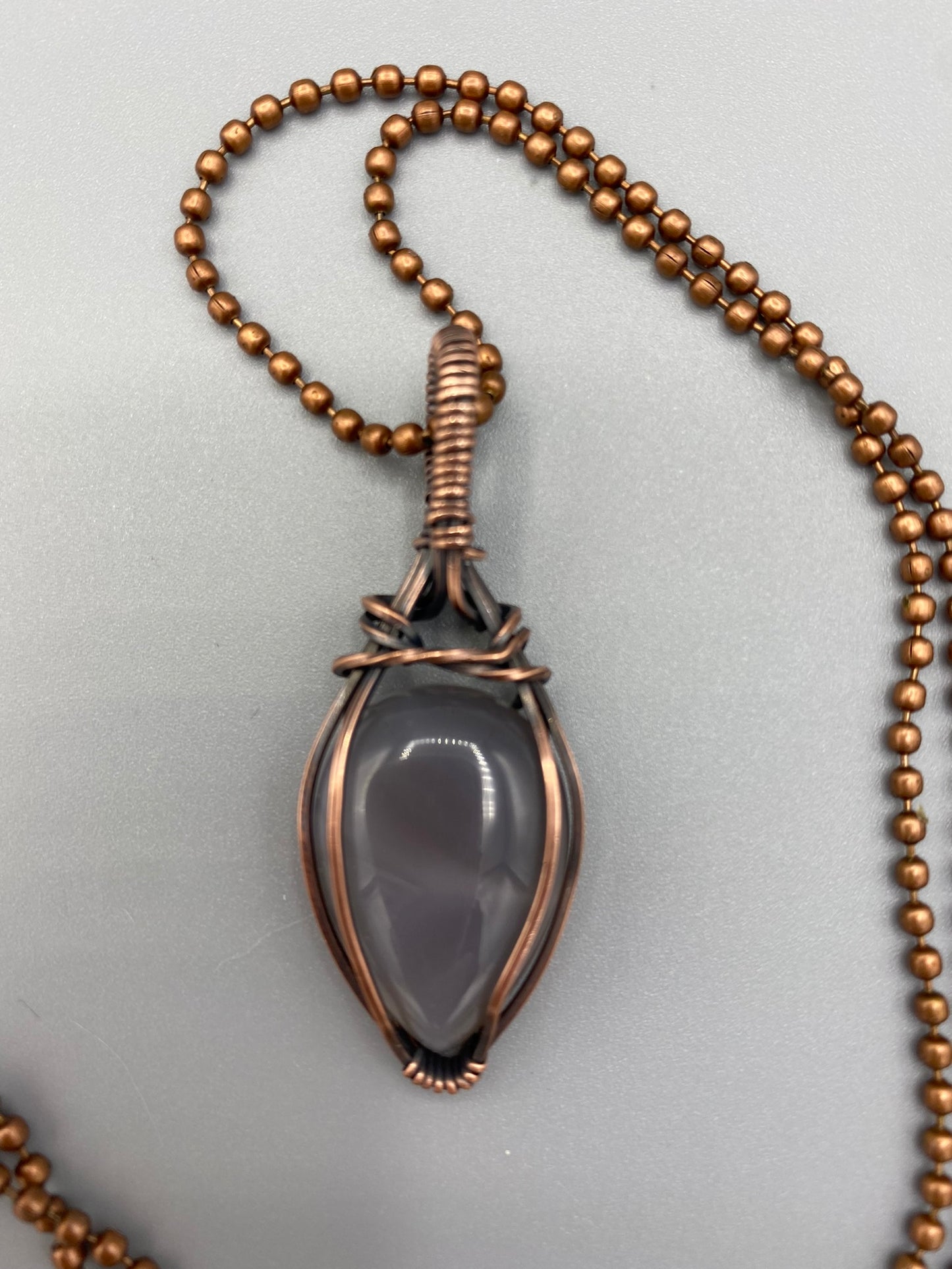 Smoky Gray Teardrop Wire Wrapped Pendant