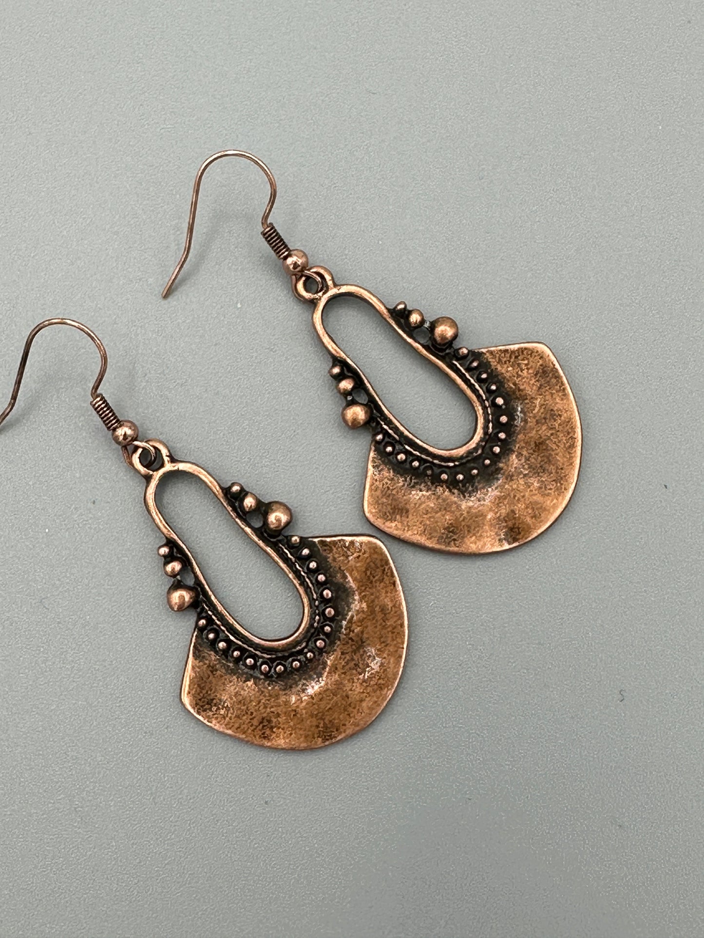 Hammered Copper Dangle Earrings