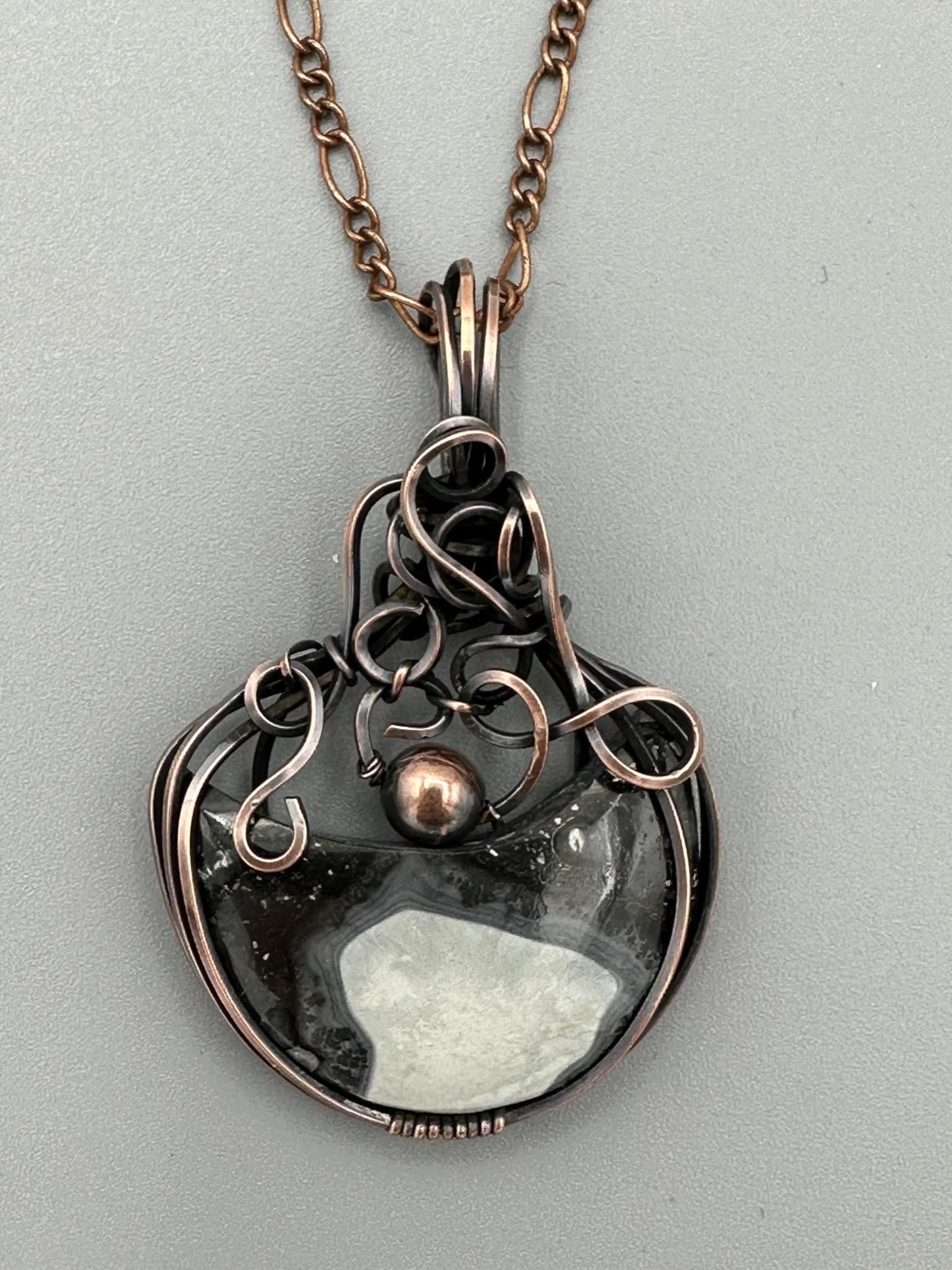 Handmade Wire Wrapped Mookaite Jasper Moon Pendant