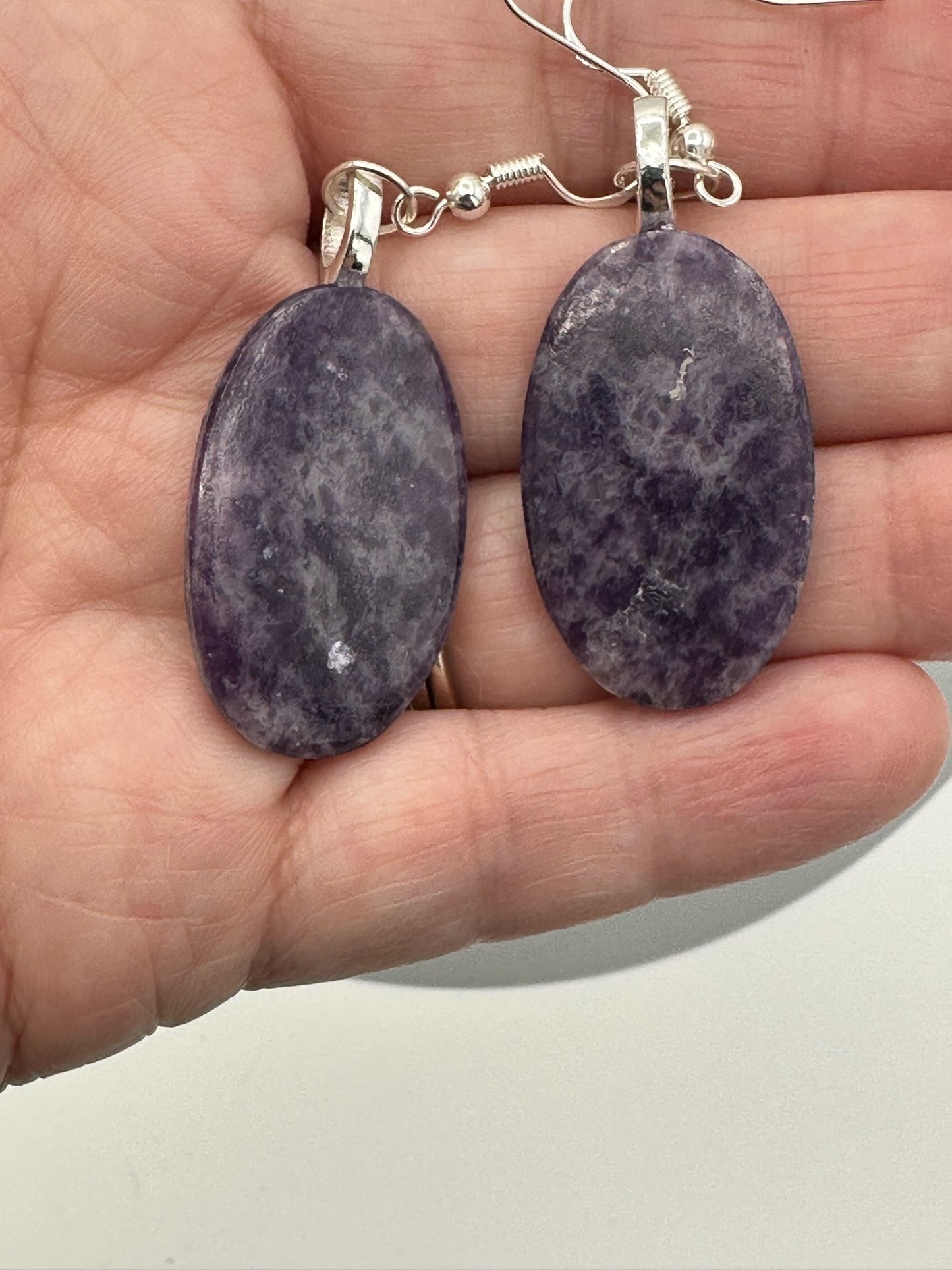 Handmade Purple Charoite Oval Dangle Earrings