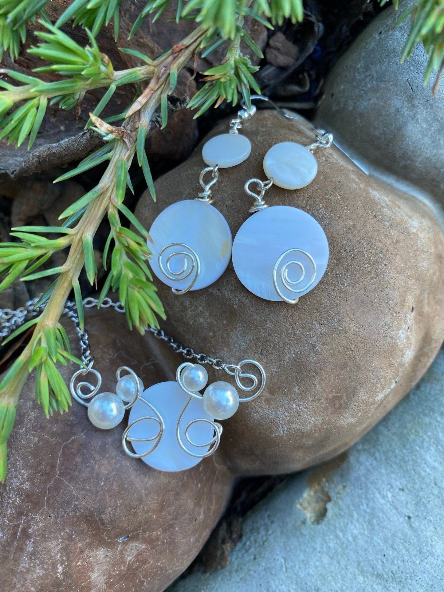 Pearl Pendant with Matching Dangle Earrings Set