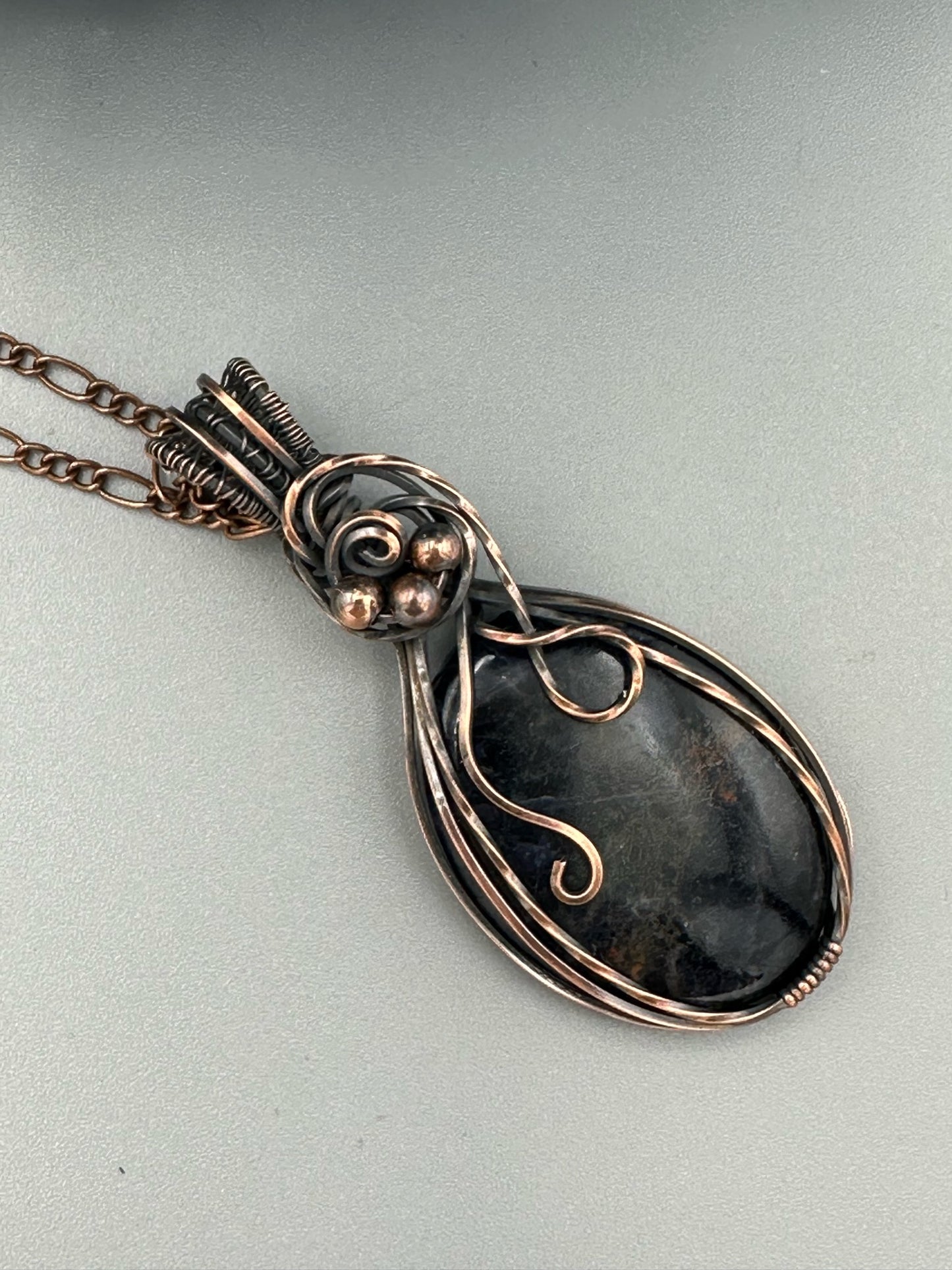 Oval Sodalite Handmade Wire Wrapped Pendant