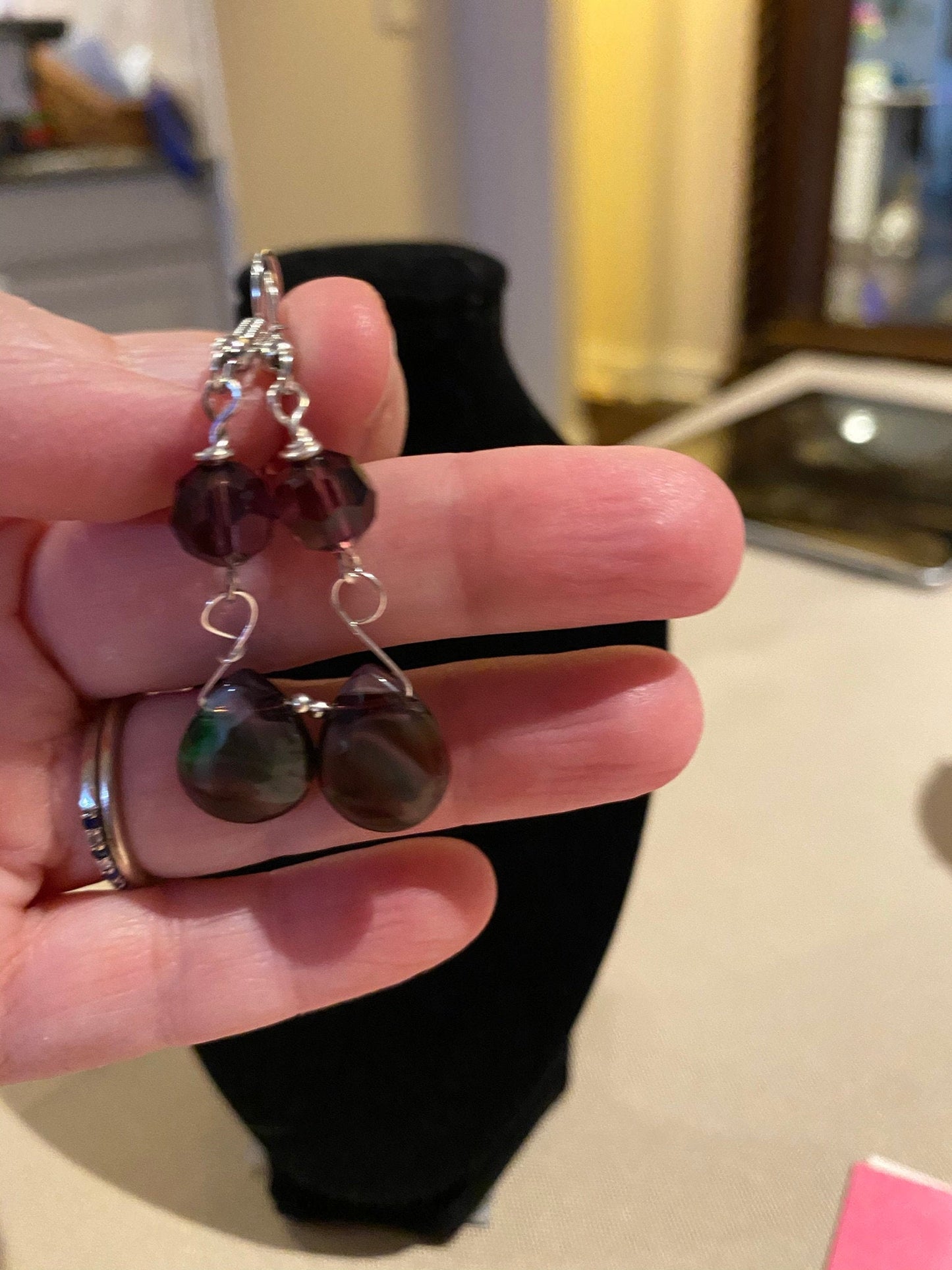 Purple Faceted Crystal Earrings