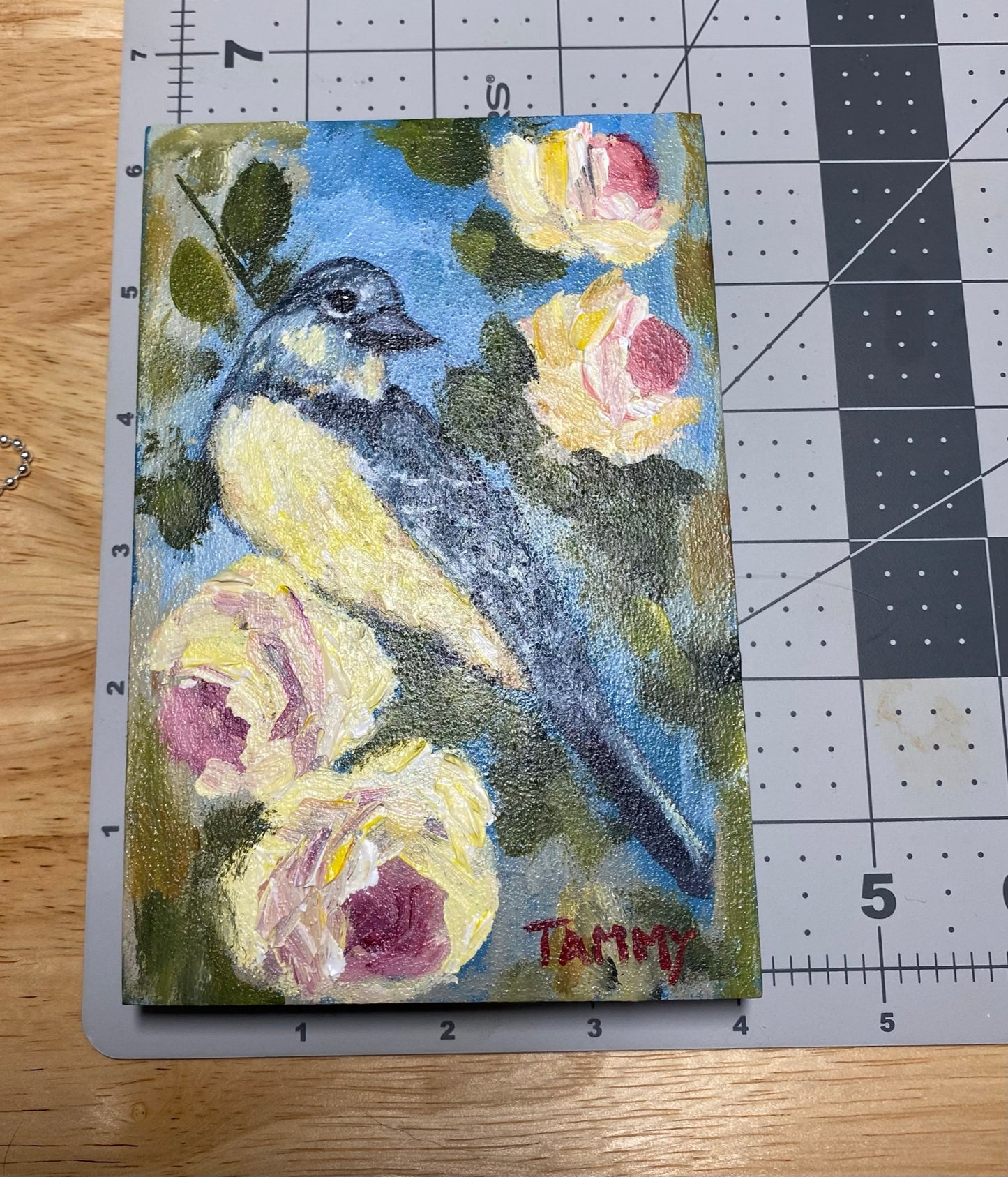 Western Kingbird Acrylic Painting | 4x6 Acrylic Bird Painting
