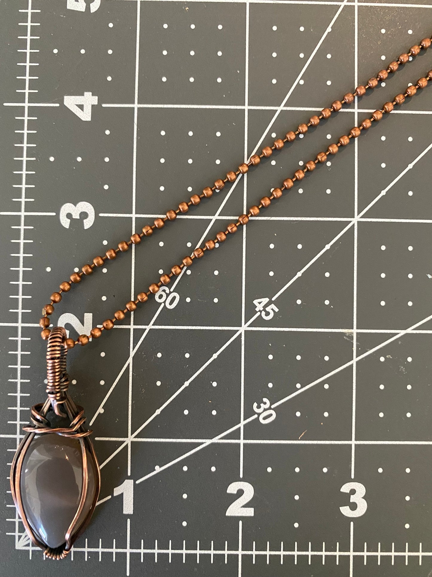 Smoky Gray Teardrop Wire Wrapped Pendant