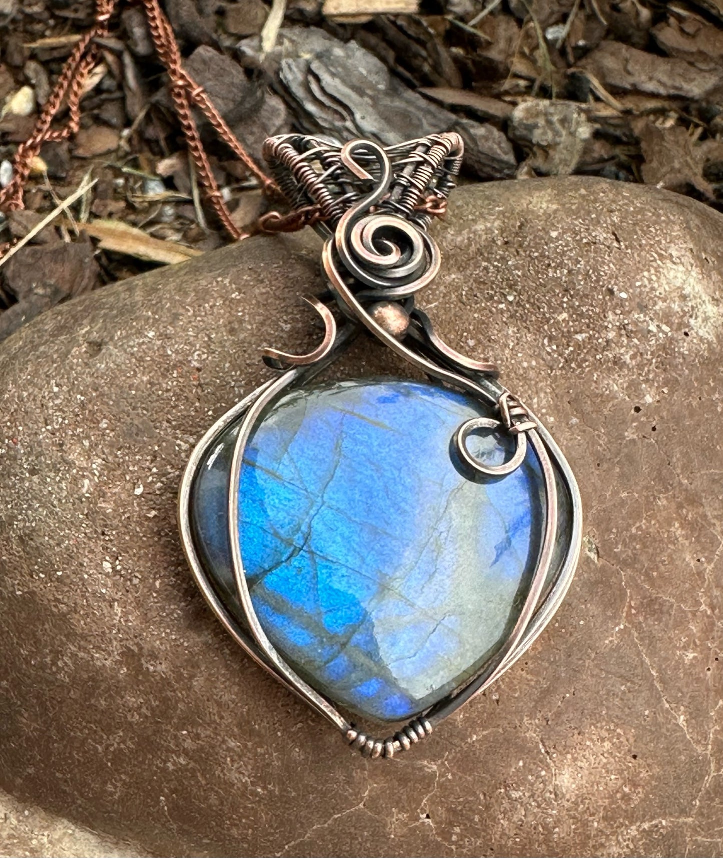 Pear Shaped Labradorite Handmade Wire Wrapped Pendant