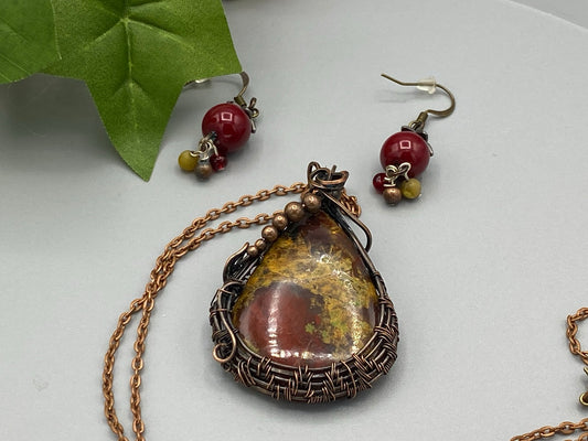 Pendant and Earring Set | Wire Wrapped Pendant