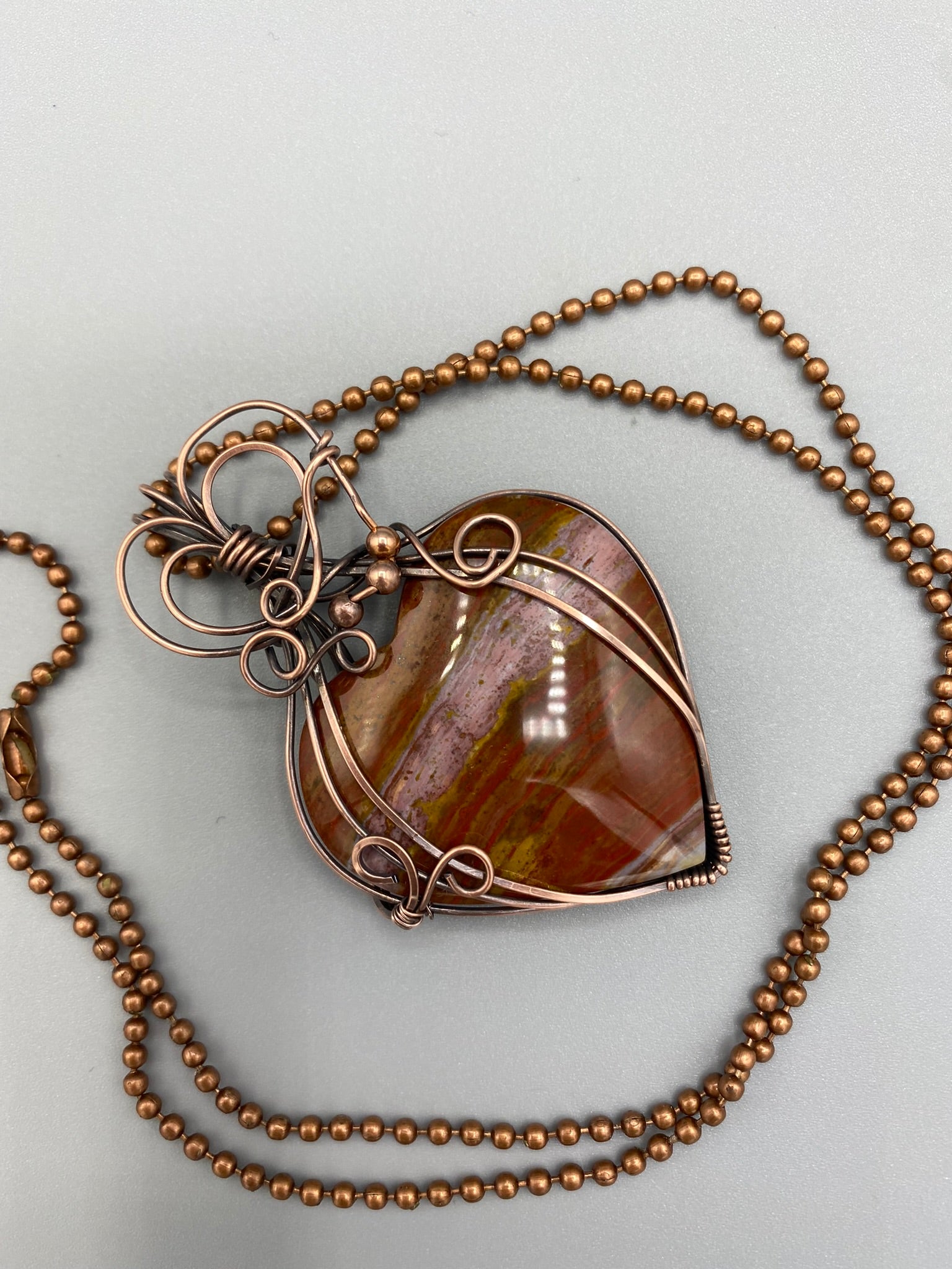 Heart Stone Wire Wrapped Pendant Copper Wire Wrapped Pendant