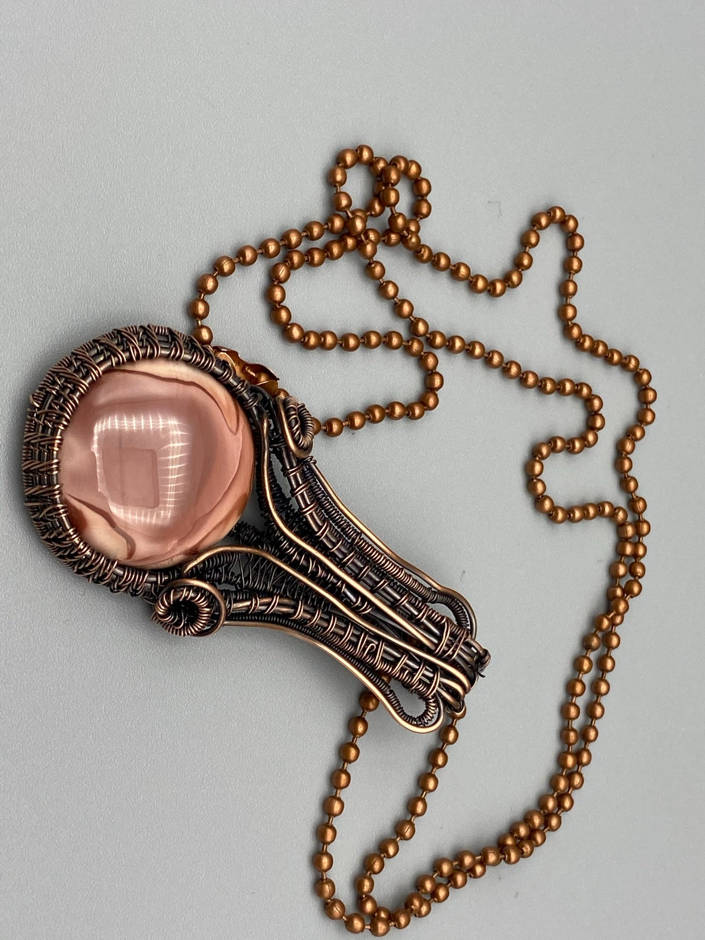 Imperial Jasper Pink Round Pendant with Tall Bail