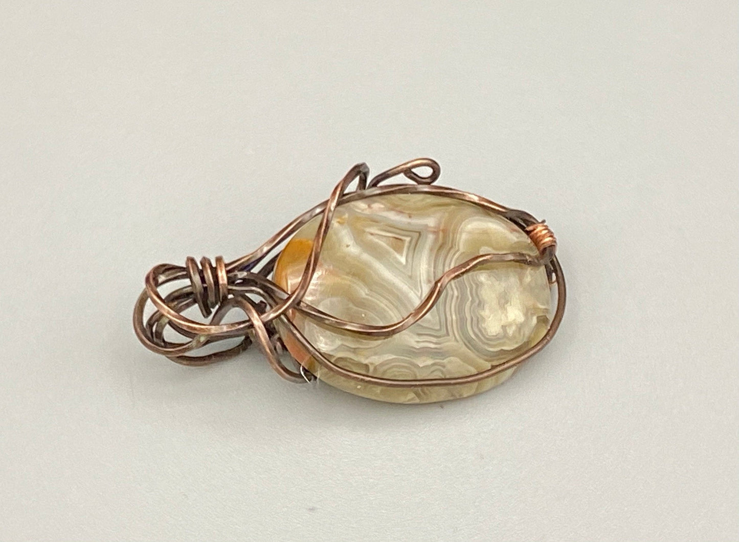 Wire Wrapped Oval Silversmith Crazy Lace Agate Pendant