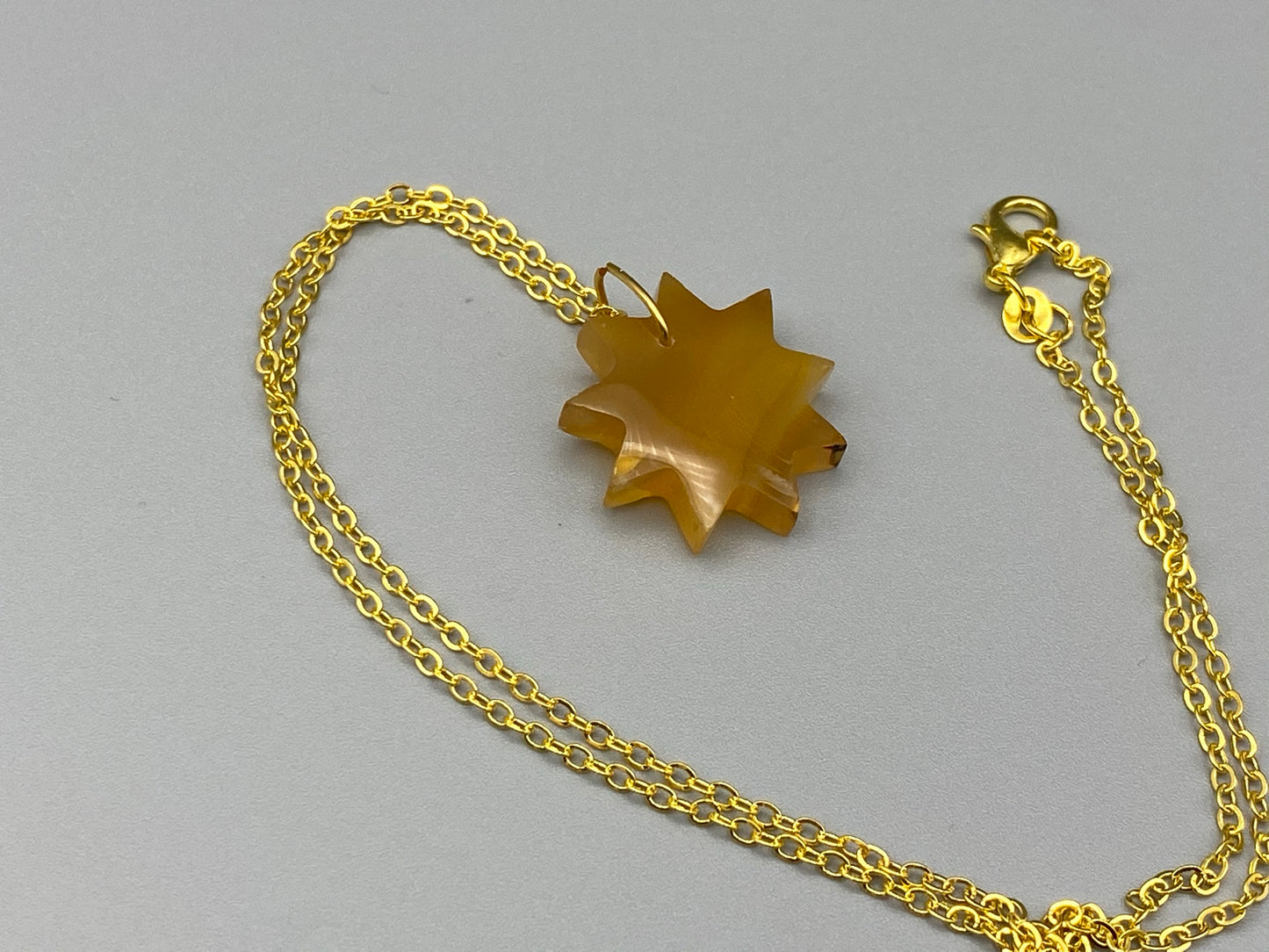 Nine Pointed Star Carnelian Crystal Necklace