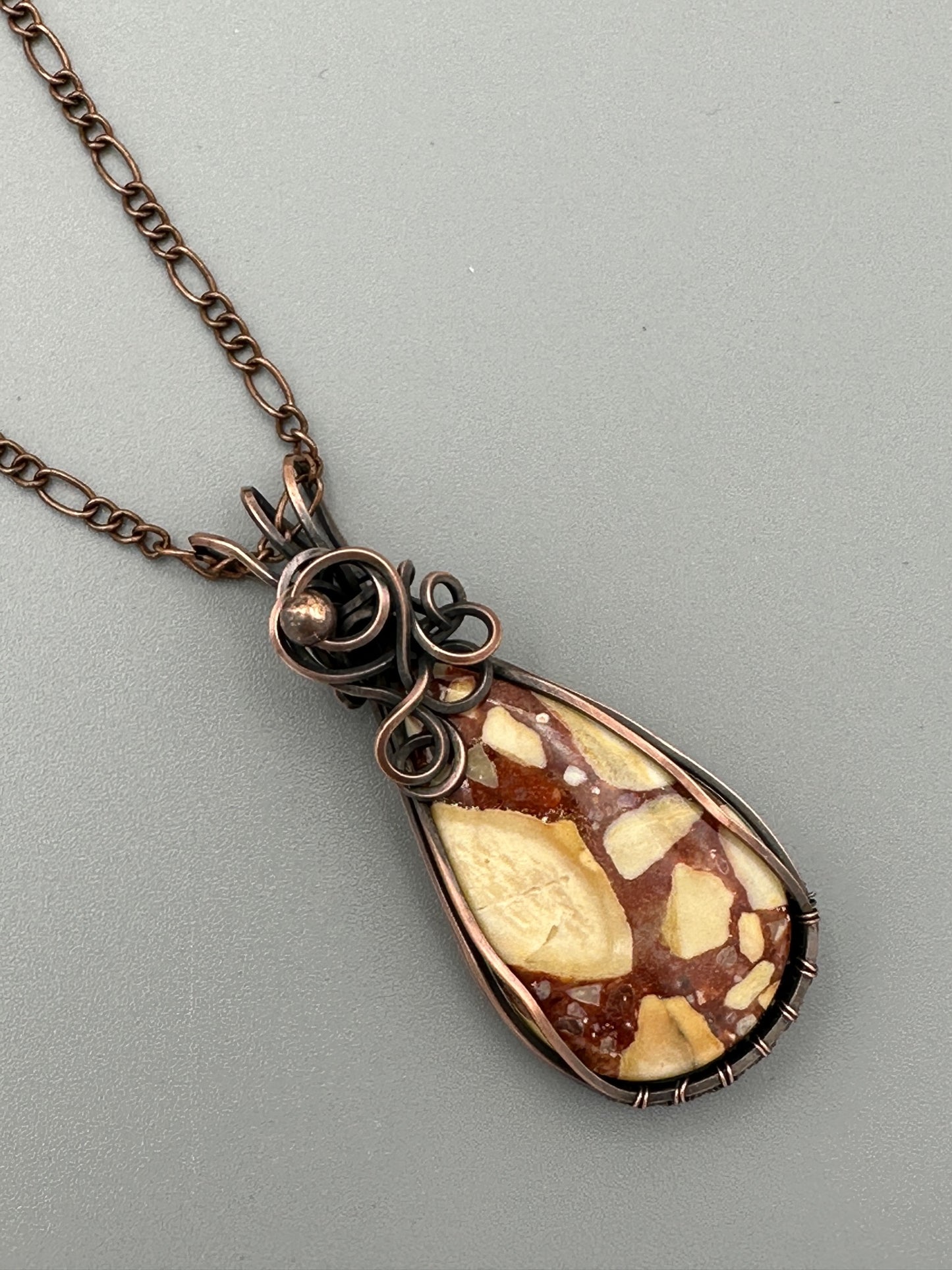 Brecciated Mookaite Jasper Wire Wrapped Pendant