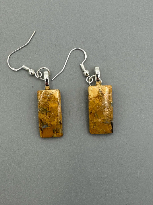 Rectangular Handmade Maligano Jasper Dangle Earrings