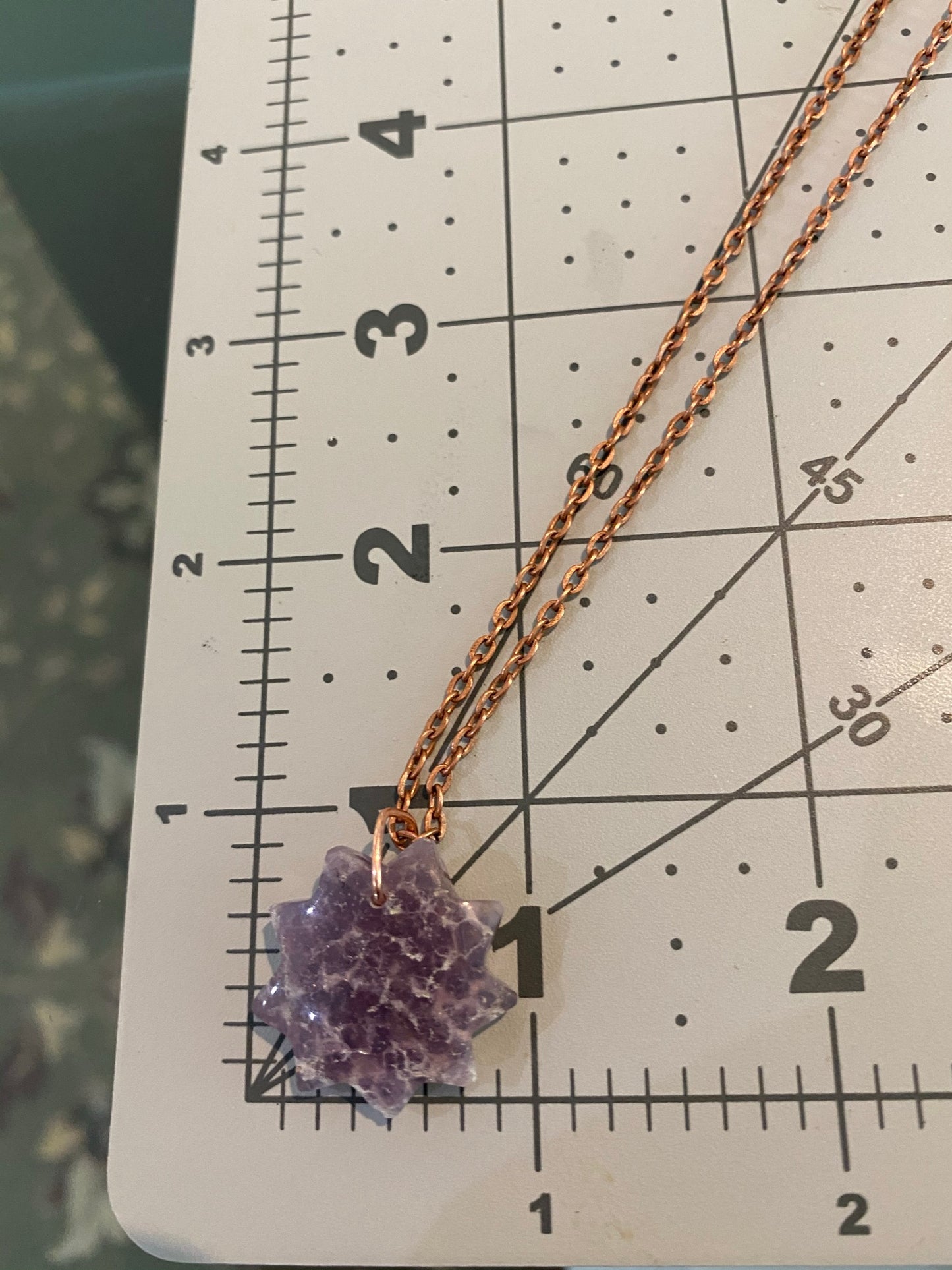 Crystal Amethyst Nine Pointed Star Pendant Necklace