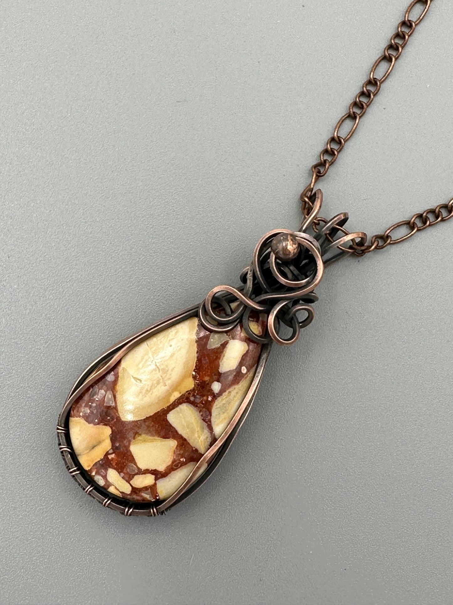 Brecciated Mookaite Jasper Wire Wrapped Pendant
