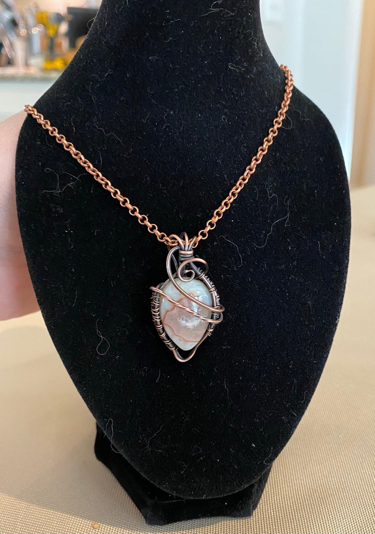 Lovely Teardrop, Agate Pendant, necklace, delicate, lightweight