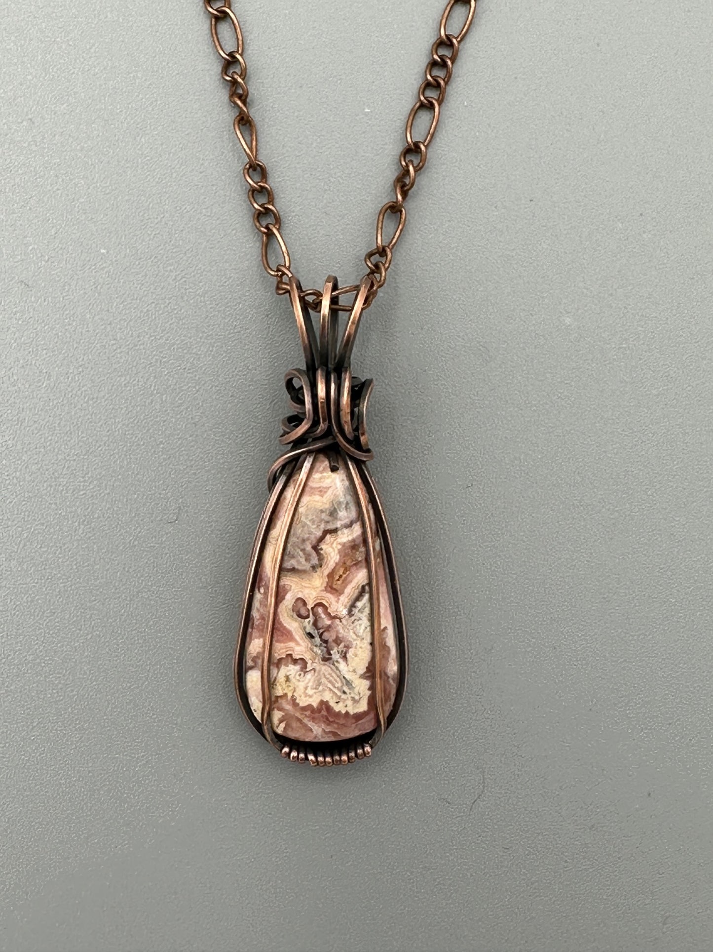 Rhodochrosite Handmade Wire Wrapped Pendant