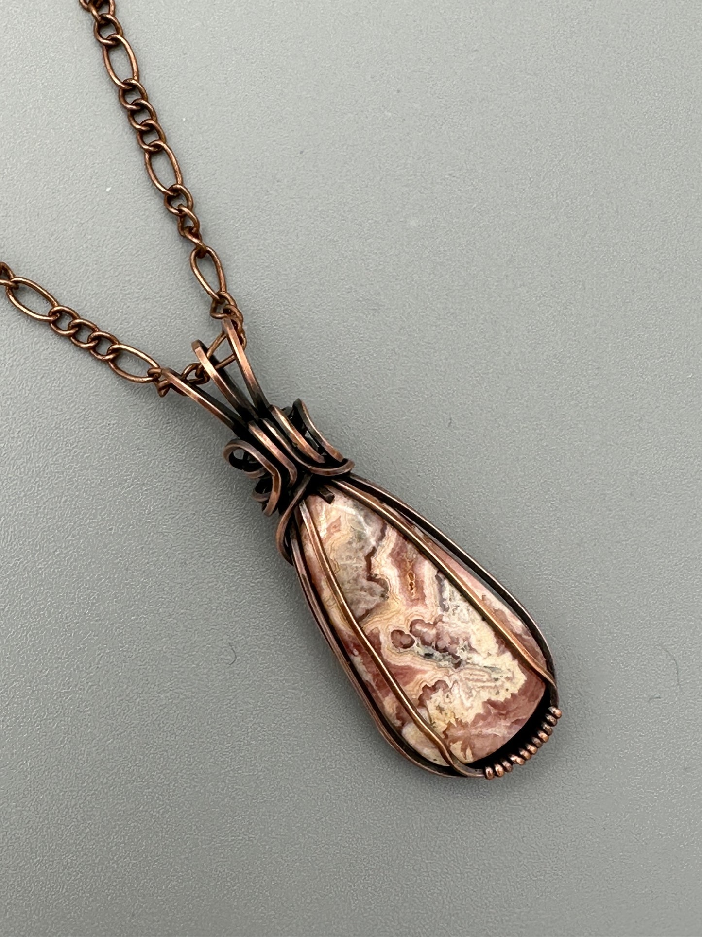 Rhodochrosite Handmade Wire Wrapped Pendant
