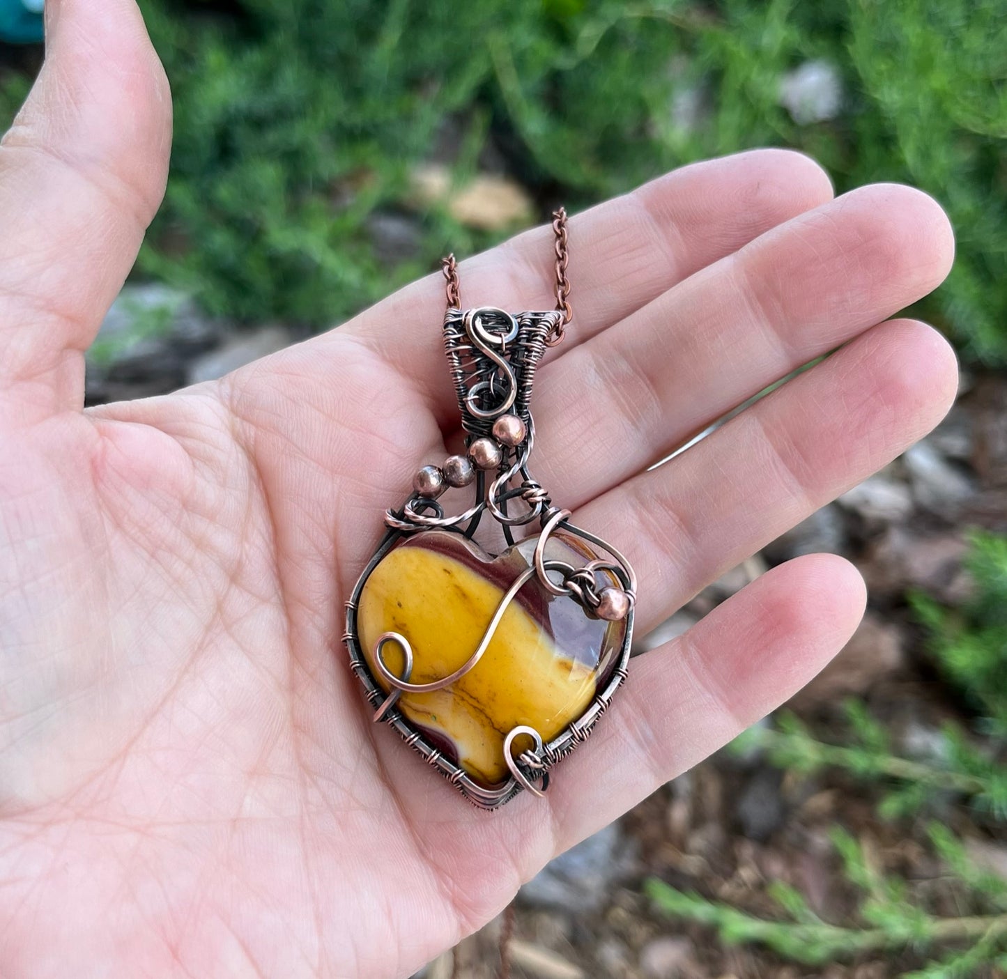 Maligano Jasper Heart Wire Wrapped Pendant