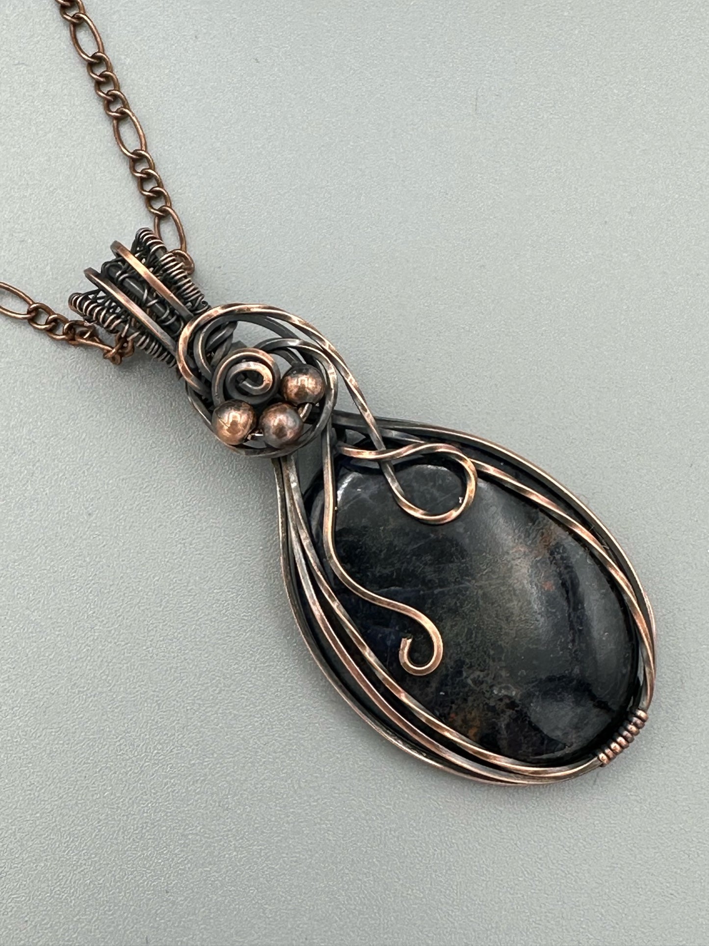Oval Sodalite Handmade Wire Wrapped Pendant