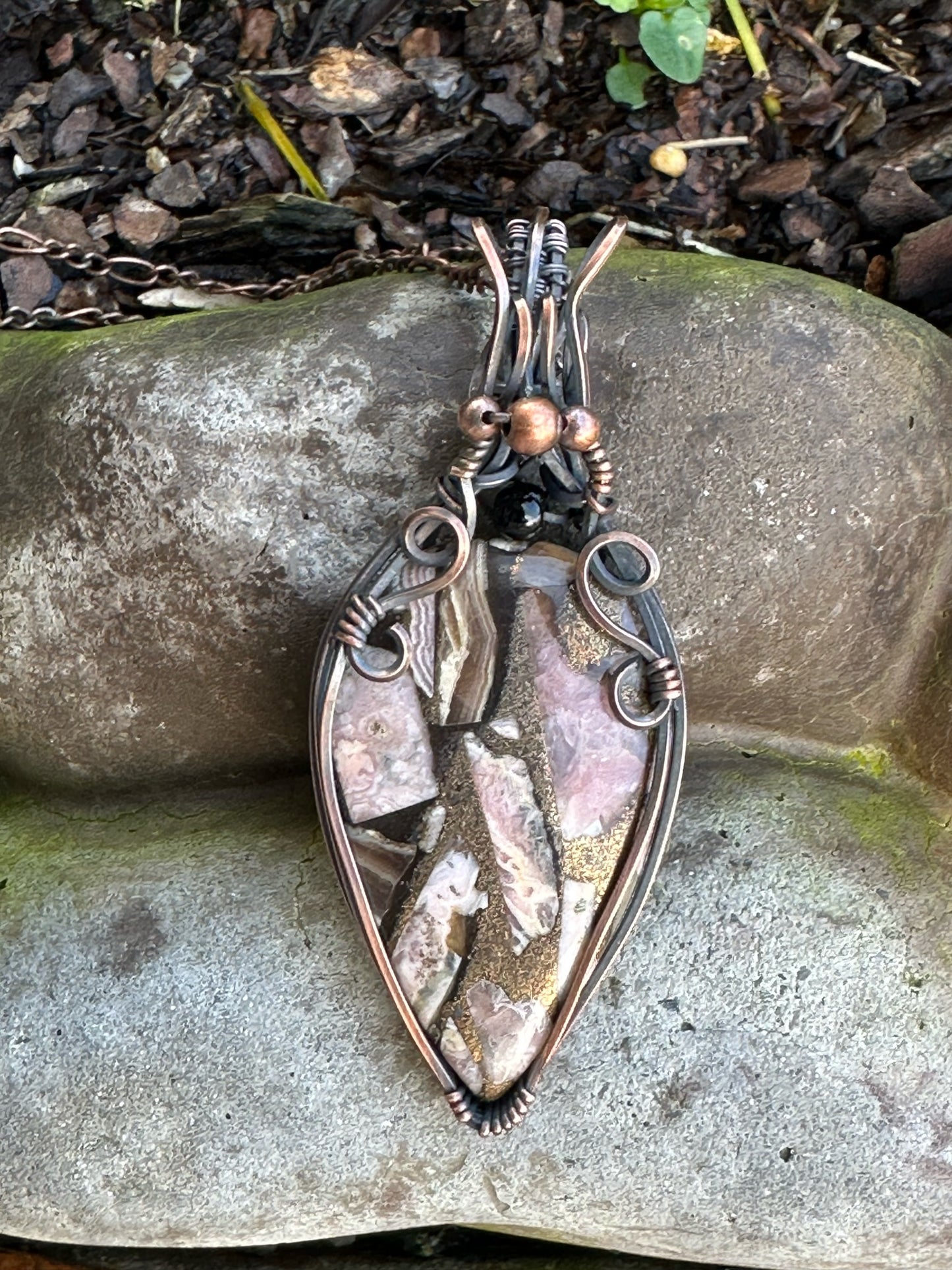 Mosaic Teardrop Handmade Wire Wrapped Pendant