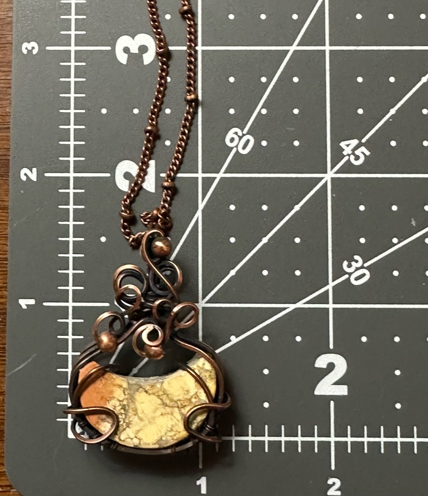 Handmade Wire Wrapped Maligano Jasper Crescent Moon
