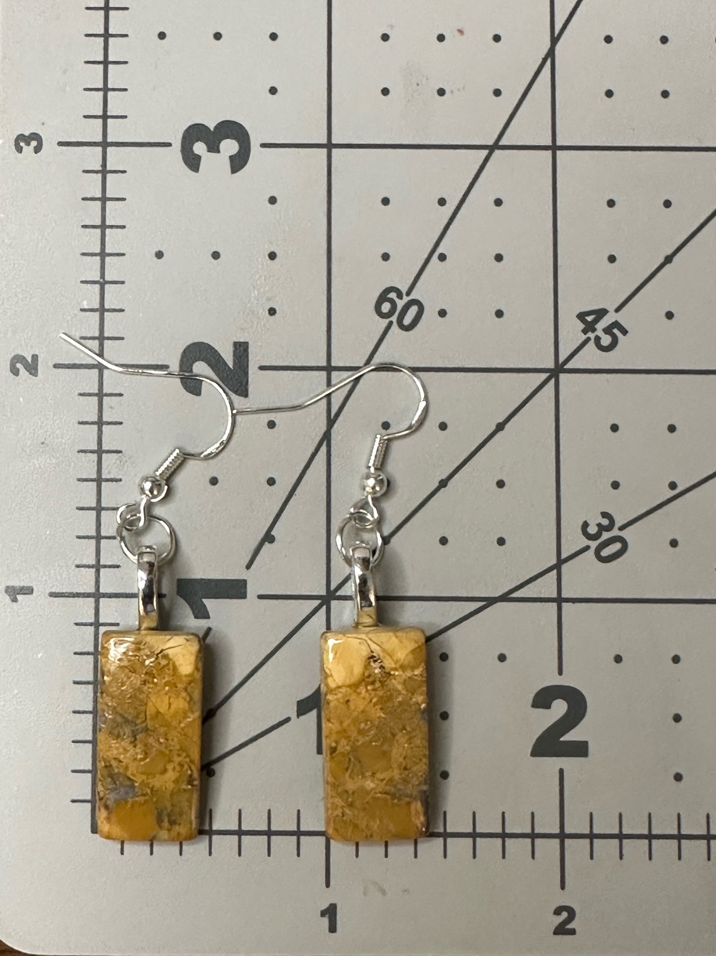 Rectangular Handmade Maligano Jasper Dangle Earrings