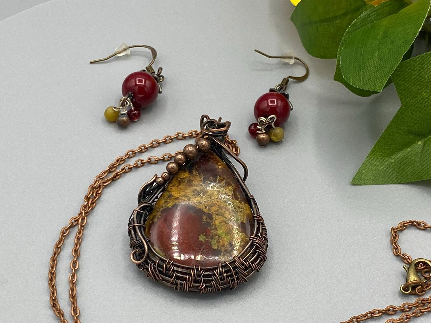 Pendant and Earring Set | Wire Wrapped Pendant
