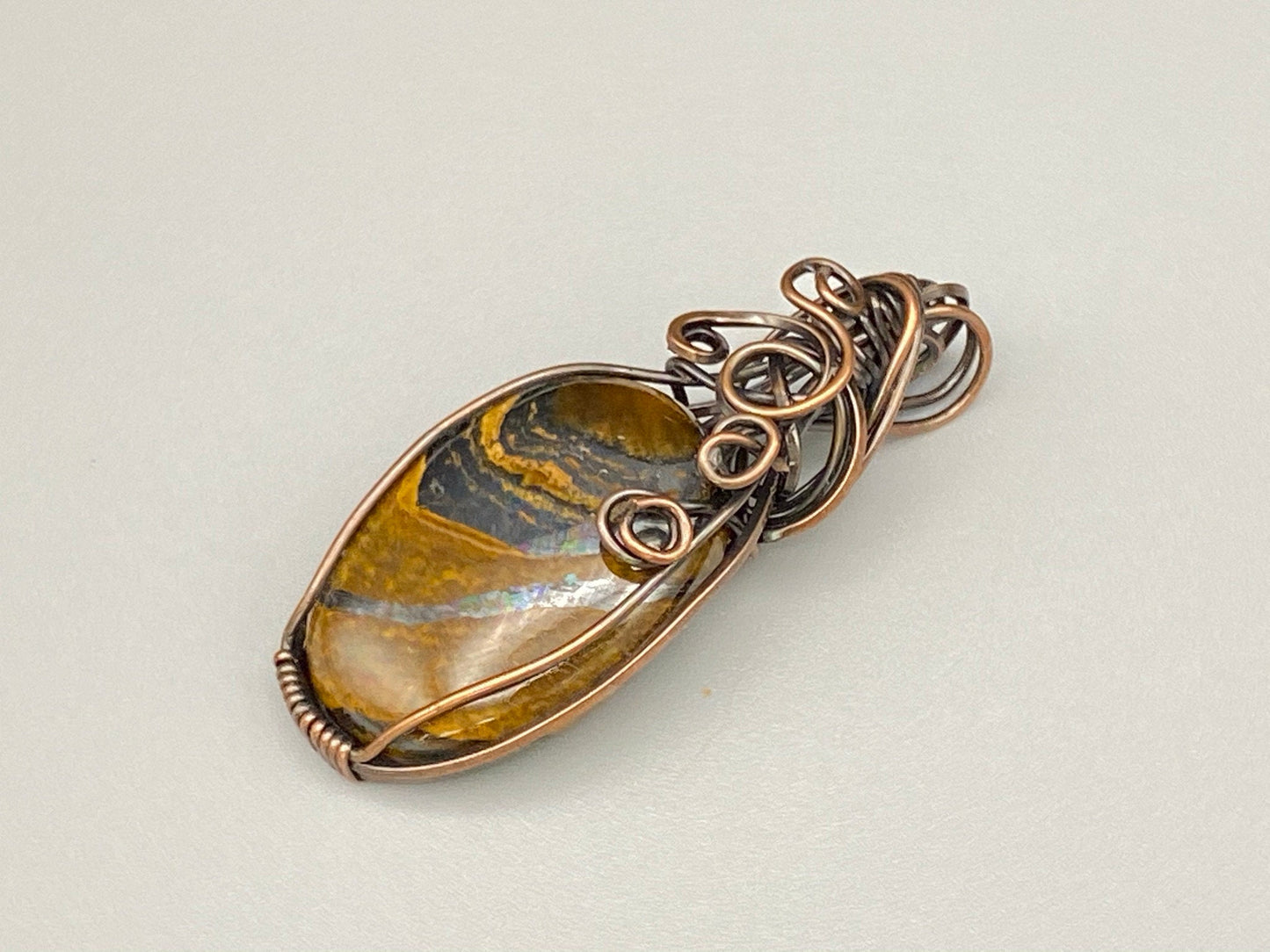 Agate Stone Pendant swirled with rust and gray colors