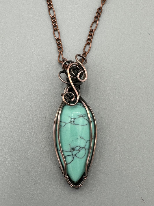 Synthetic Turquoise Handmade Wire Wrapped Pendant