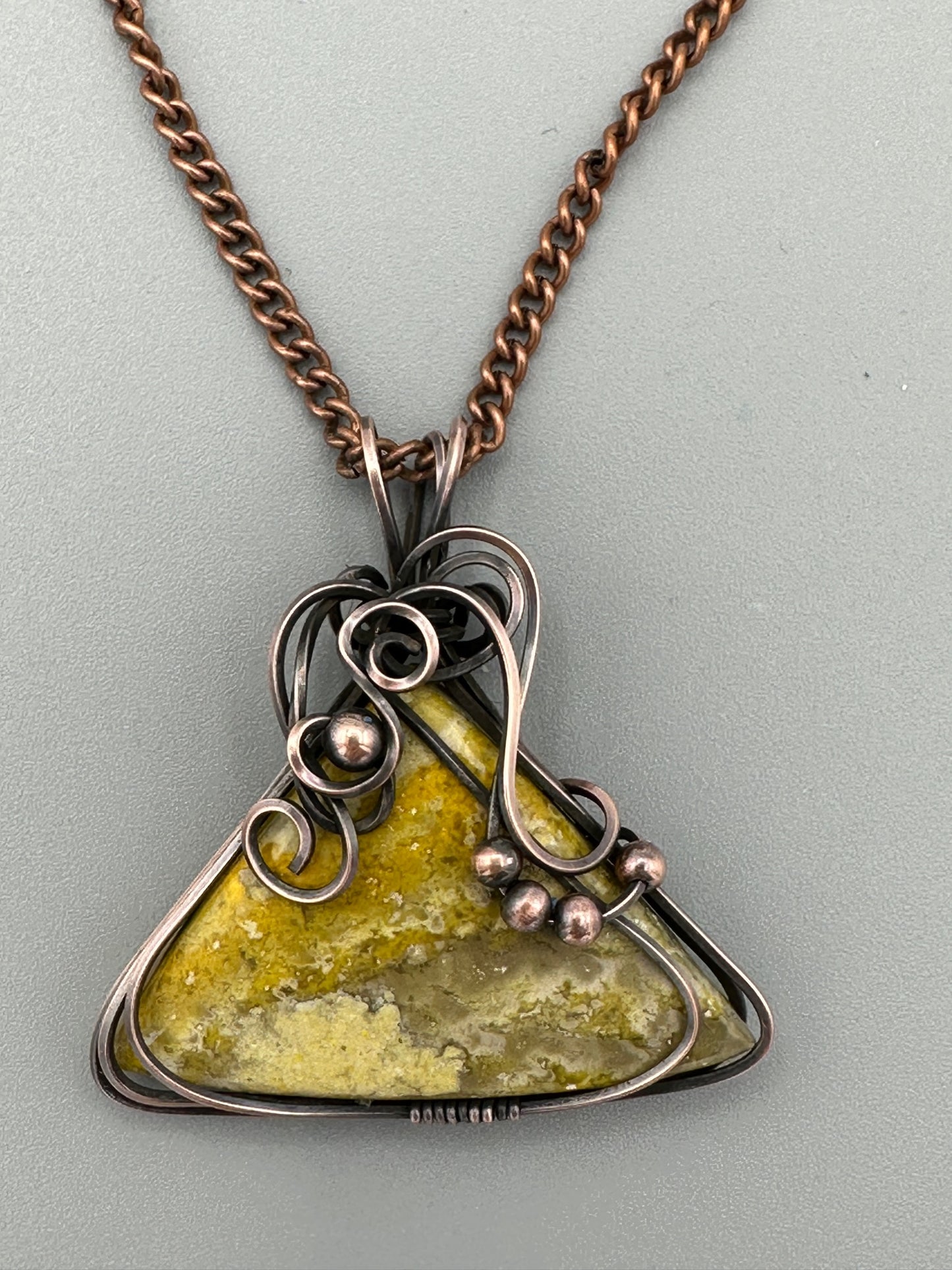 Triangular Bumblebee Jasper Handmade Wire Wrapped Pendant